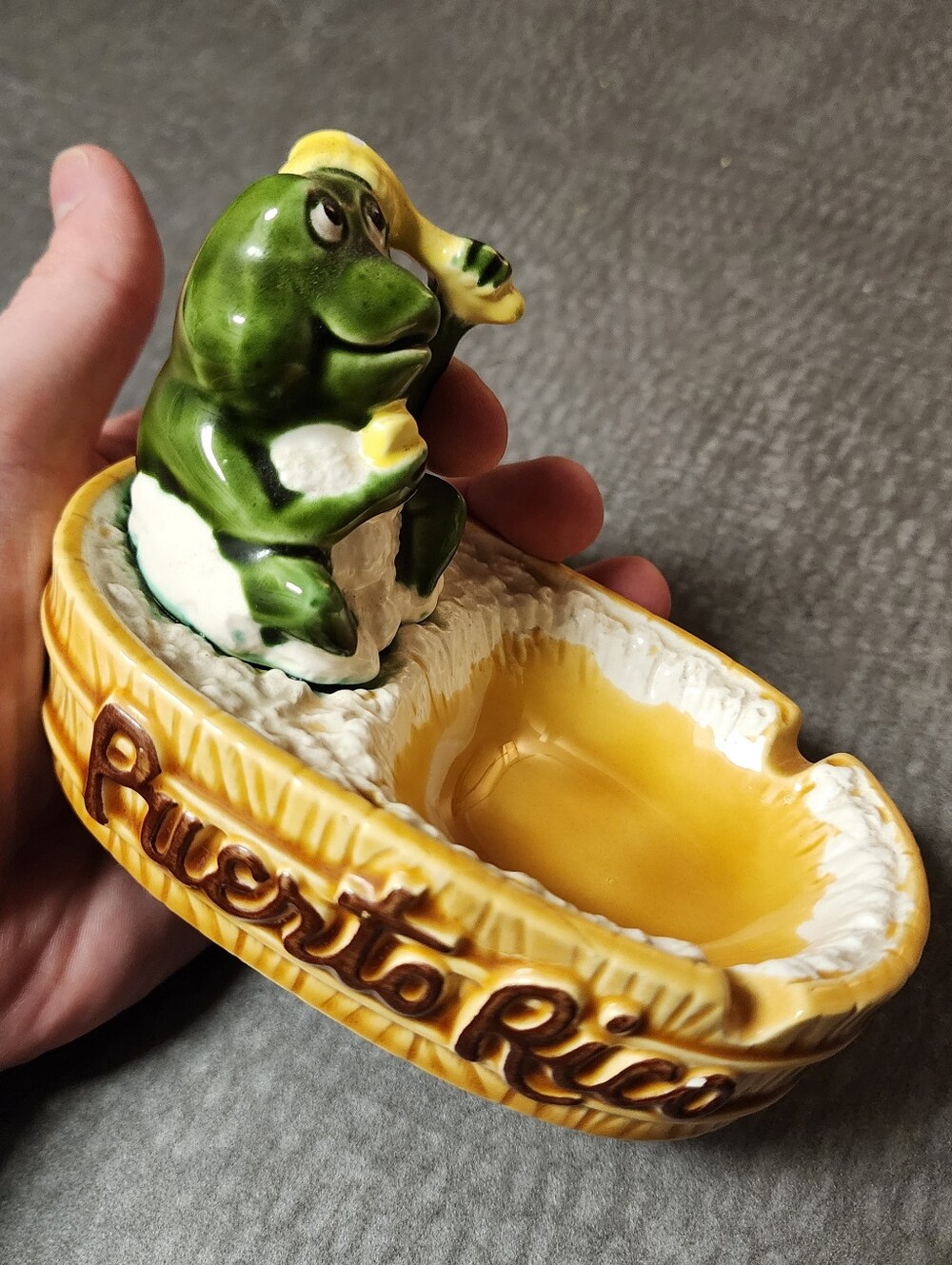 MCM Ceramic Puerto Rico Scotty Frog Bathing Soap Dish Ashtray Trinket Holder